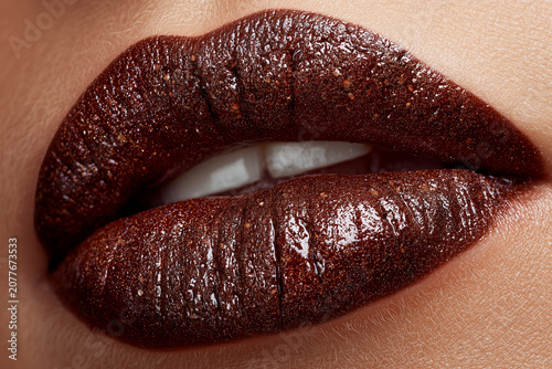 Lips with coffee bean style lipstick