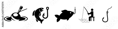 Fishing icon. Fishing symbol set