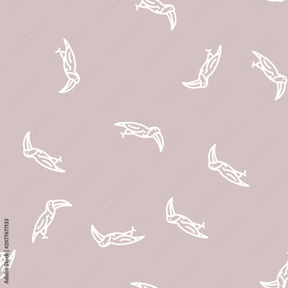 Fototapeta premium hummingbird bird line seamless pattern hummingbird bird thin line illustration