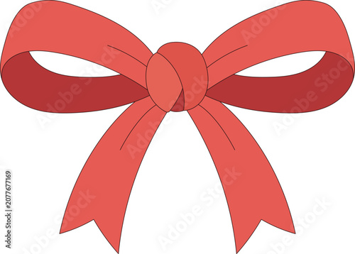 Simple red bow knot with elegant curved lines vector illustration EPS
