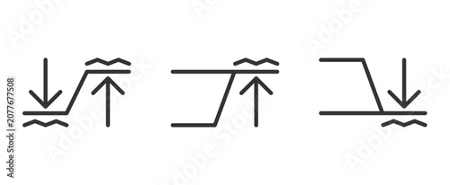 Schilderij op canvas tide movements icon set ,low tide and high tide editable stroke