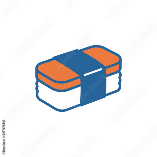 Spam Musubi Icon, Japanese Food, Hawaiian Snack, Vector Art, Simple Design