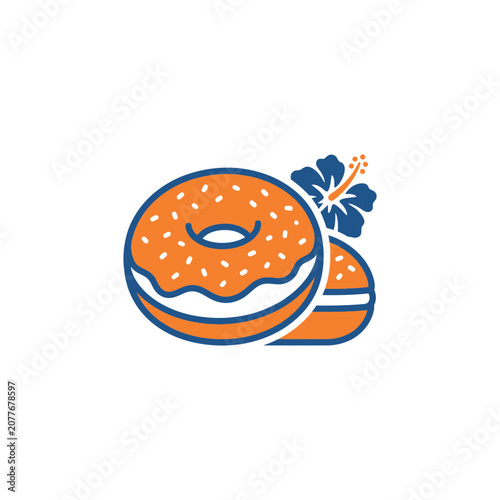 Sweet Tropical Donut with Hibiscus Flower Icon