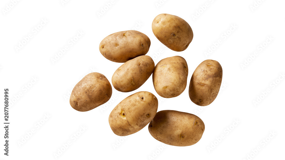 Obraz premium Group of whole raw potatoes with brown skin