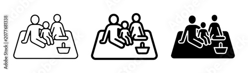 Schilderij op canvas Family Picnic Icons, Outdoor Leisure, Summer Recreation, Family Gathering, Simpl