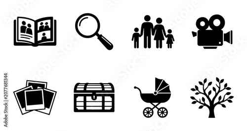 Fotografía Family History Icons: Genealogy, Ancestry, Memories, Legacy, Research, Baby, Vin