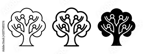 Cuadro en lienzo Family Tree Icons, Genealogy Vector Art, Ancestry Symbol Collection