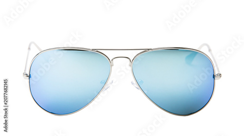 Принти на полотні Aviator sunglasses with mirrored blue lenses and silver metal frame