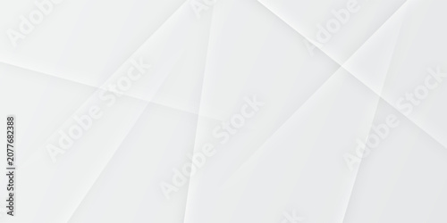 Abstract white and grey background with dynamic overlapping geometric shapes and soft lines, modern minimal low poly vector backdrop for corporate presentation and banner design.