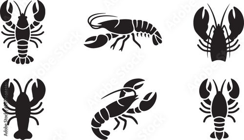Fotografie Black vector lobster and crab icons in different styles Vector