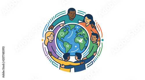 Obraz na plátně International family celebrates unity with diverse backgrounds and cultures in a