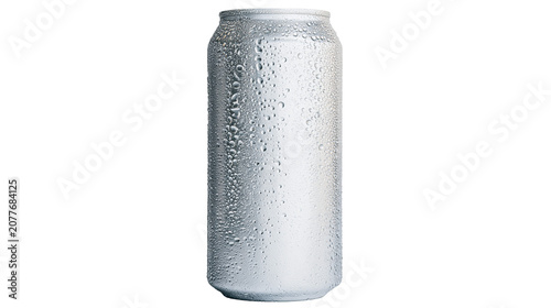 Obraz na plátně Silver aluminum can with condensation droplets