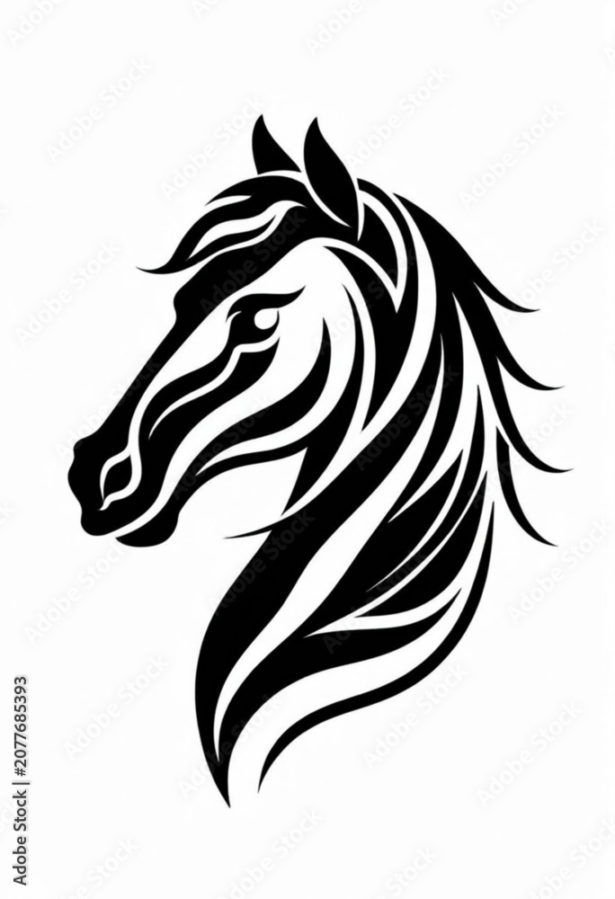Obraz premium Black and White Horse Silhouette