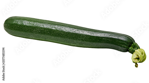 Obraz na płótnie Dark green zucchini with pale green flower bud