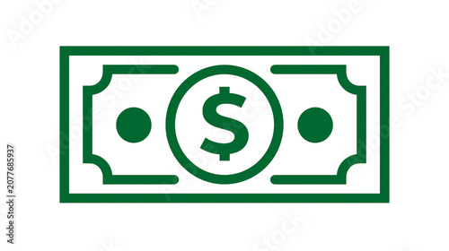Schilderij op canvas Green dollar bill icon with dollar sign