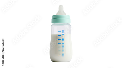 Photos Baby bottle with milk and measurement markings