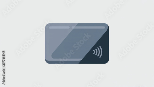 Digital contactless payment card icon with wireless signal symbol representing financial transactions and secure electronic banking technology.
