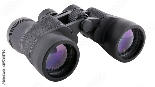 Fotografie Black rubberized binoculars with focus wheel and lens