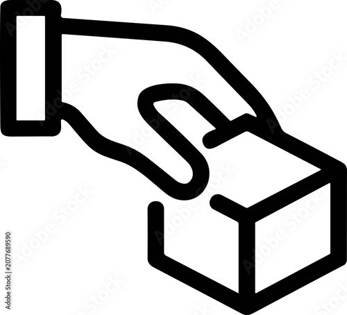 Fotografi Hand Icon Holding a Cube, Representing Delivery or Product Creation