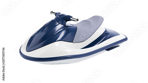 Canvas Print Blue and white personal watercraft with grey seat
