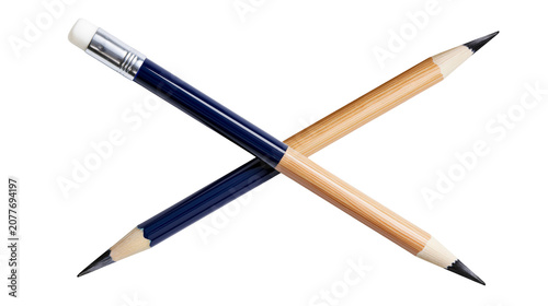 Konstfotografi Two sharpened pencils one blue and one natural wood, crossed