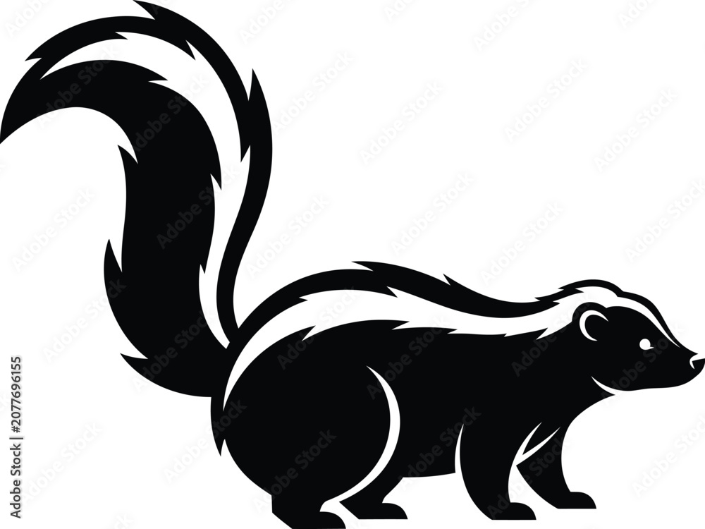 Obraz premium Striking black and white skunk illustration for mascot design wildlife graphics and nature themed branding