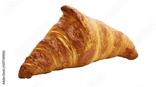 Tableau sur toile Golden brown flaky croissant pastry with layered texture