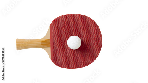 Canvas Print Red ping pong paddle with white ball
