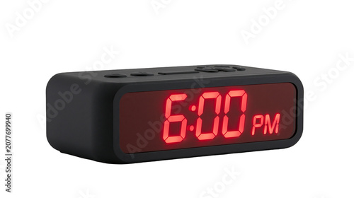 Tapety artystyczne Black digital alarm clock showing 6 00 PM with red LED display