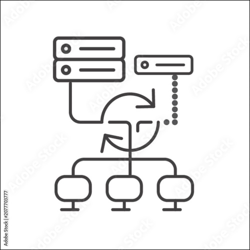 Minimalist light style Database network backup storage and cloud recovery animated vector icon. Secure data protection, archive sync, and server redundancy looping footage.
