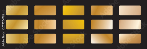 Tableau sur toile Gold swatch set with reflective gradient tones