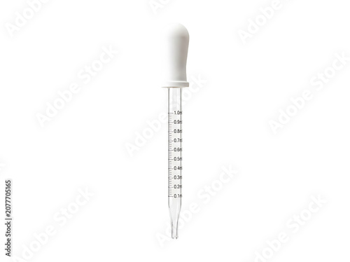 Medical Glass Pipette with Graduated Scale and White Rubber Bulb 3D