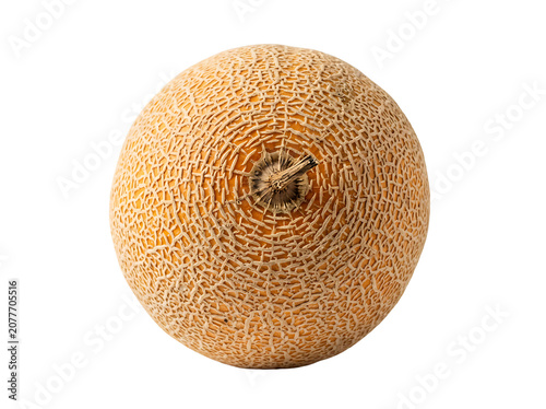 Fresh whole cantaloupe melon or rockmelon isolated on white background