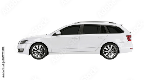 Obraz na plátně White station wagon car with tinted windows and roof rails