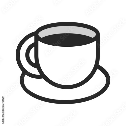 Coffee cup. Cup with beverage. Refreshment, lifestyle, drink concepts. Simple outlined vector design isolated illustration.