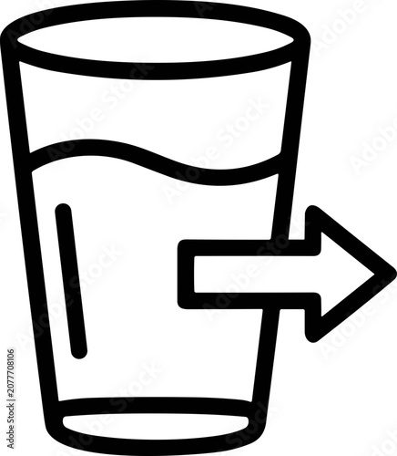 Fotografia Glass of water with outgoing arrow icon, representing liquid removal or drainage