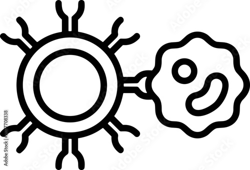 Fotografía Immune cell attacking pathogen icon, medical illustration of cellular defense an
