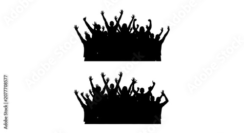 Canvas-taulu Crowd with raised hands black silhouette audience