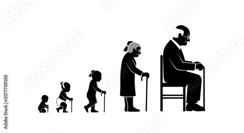 Human Life Stages Progression Black Silhouette people