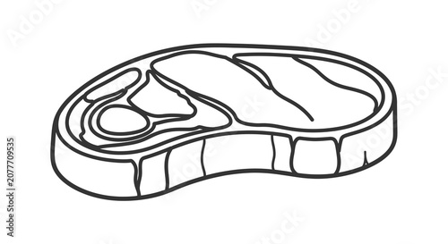 Ribeye Steak Silhouette On White Background beef