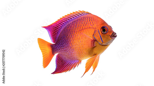 Bild auf Leinwand Vibrant colorful orange and purple tropical reef fish isolated on transparent ba