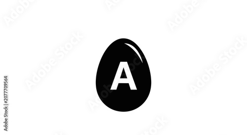 Egg shape with letter a black silhouette