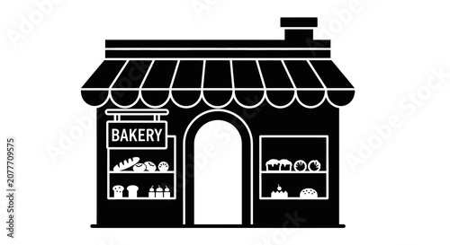 Bakery Building Silhouette A Black And White Graphic Representation