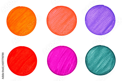 Colorful Watercolor Circle Shapes On White Background