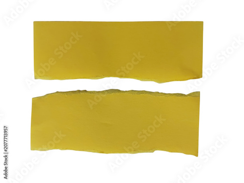 Foto Worn and frayed yellow fabric strip with uneven edges isolated on transparent ba