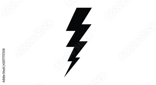 Slika na platnu Black Lightning Bolt Shape On White Background A Minimalist Silhouette