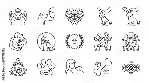 Dog Icons Set: Love, Care, and Loyalty Collection