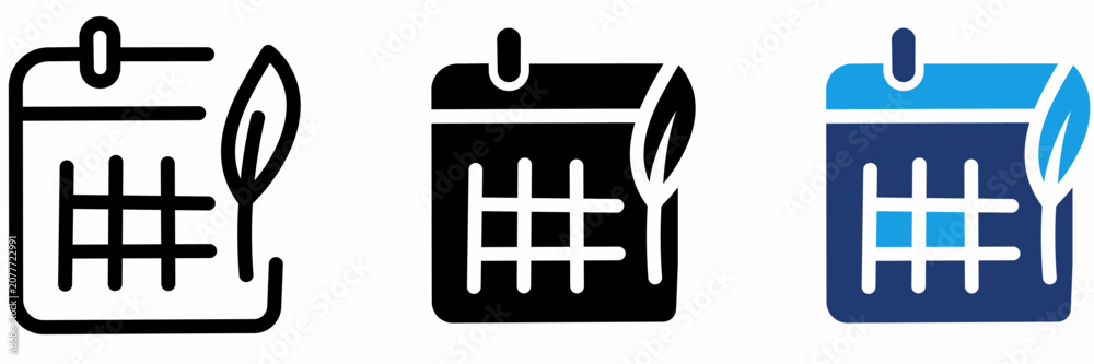 Fototapeta premium Eco Calendar icon collections. Containing Environment Day, Schedule, Plan, Leaf and more icons.