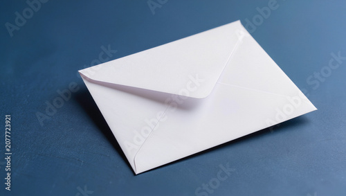 White Envelope on Blue Background: Communication, Mail, Letter, Message Concept