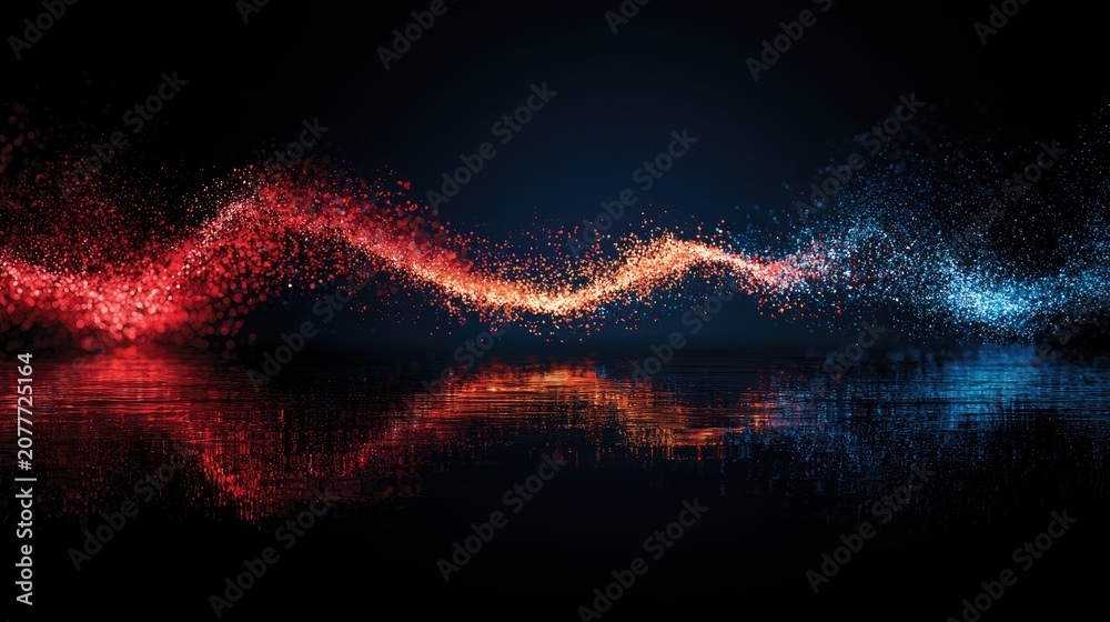 Fototapeta premium Abstract Swirling Energy Particles with Reflection.